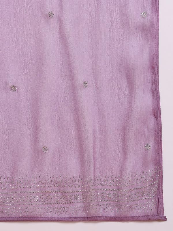 Image of Vaamsi Women's Silk Blend Solid Anarkali Kurta Pant With Dupatta