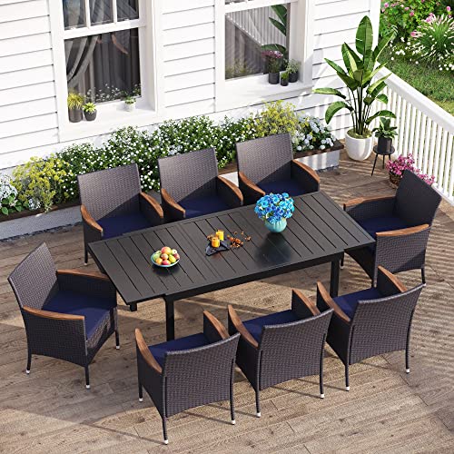 Image of MFSTUDIO Patio Brown Wicker Chairs Set, Oversized Outdoor Rattan Dining Chairs Set of 6 with Cushions, 6 Patio Outdoor Chair Set with Armrests for Table, Backyard