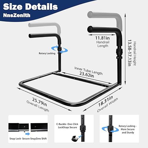 Miniatura 2 de Mango de asistencia de pie para ancianos y personas mayores, riel de ayuda de pie ajustable en altura con agarre antideslizante, barra de seguridad