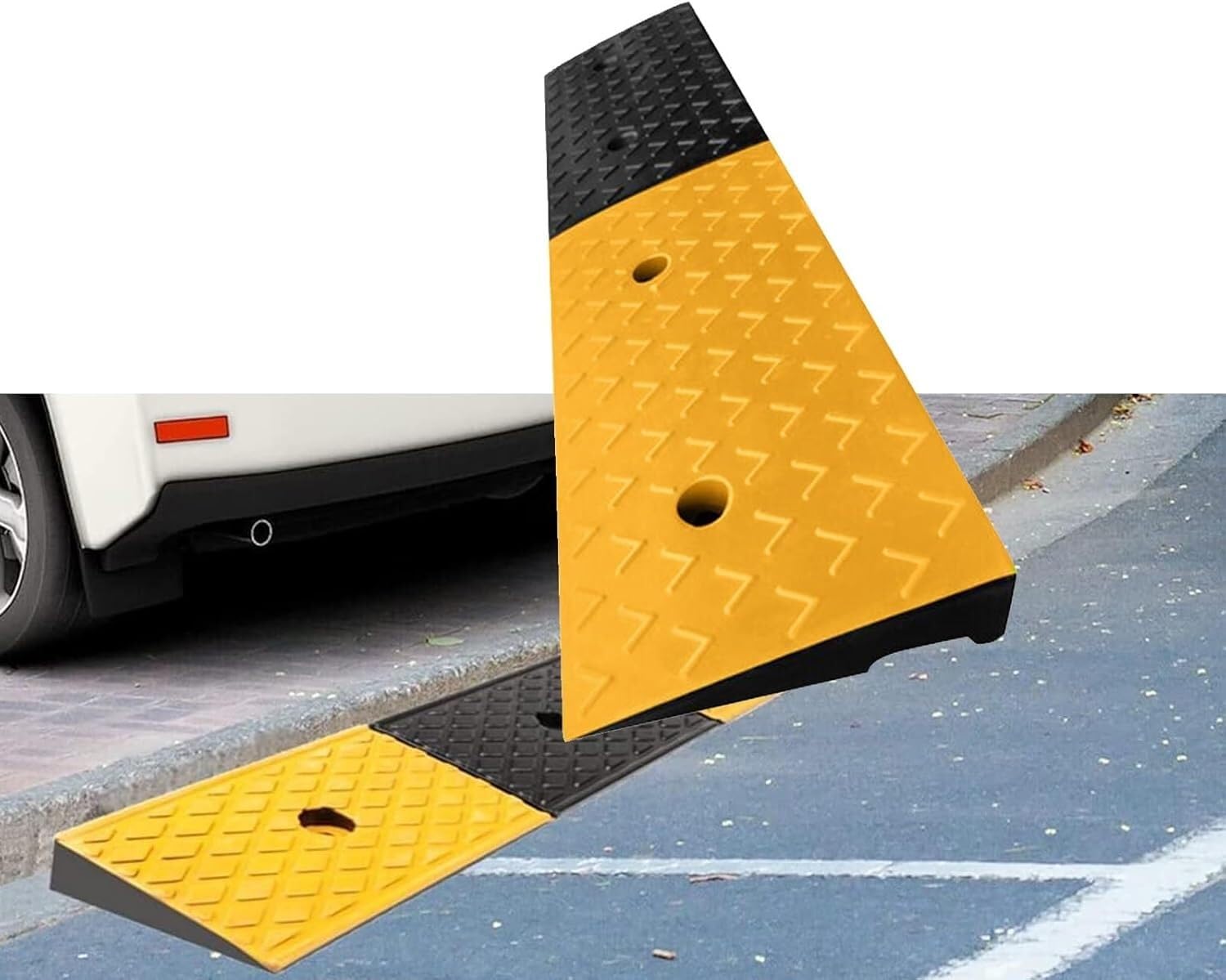 Rubber Threshold Ramp with Non-Slip Surface for Doorways, Stairs, and Vehicles - Portable Access Solution