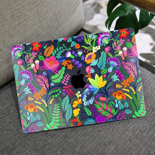 Image of MEEgoodo Case for M5 /M4 /M3 /M2 MacBook Air 13 inch 2026 2025 2024 2022, Fit Model A3449 /A3240 /A3113 /A2681, Case Compatible with MacBook Air 13.6-inch, Bright Flowers & Tropic Leaves