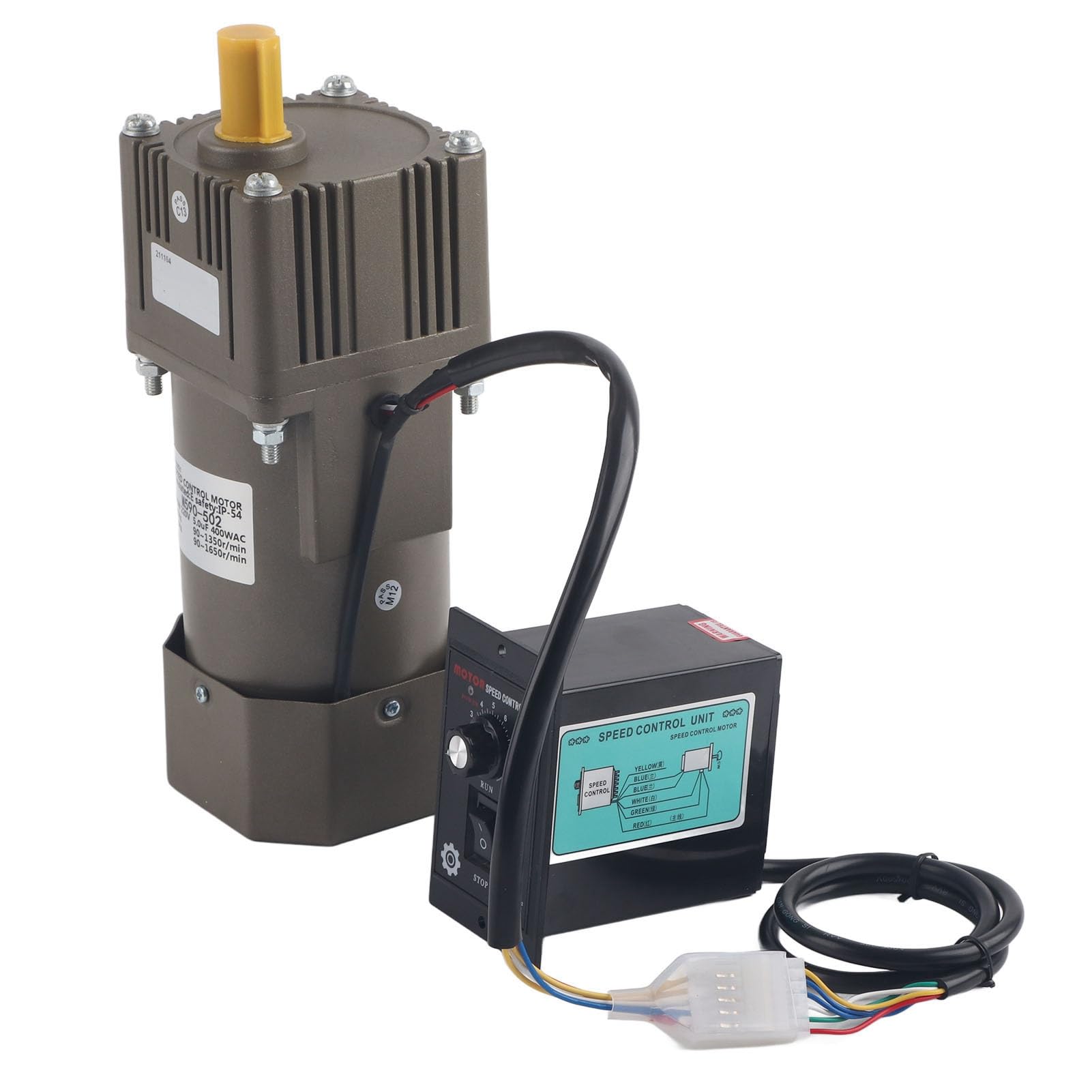 AC 220V 90W Motor mit einstellbarer Drehzahl Stufenlos regelbarer Frequenzumrichtermotor mit Getrieberegler und Halterung (50K)
