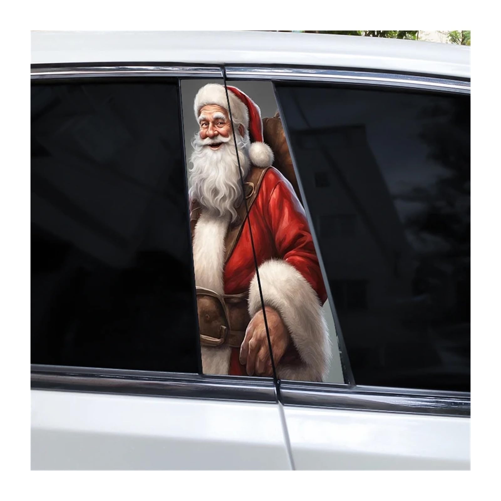 Car Side Decals 2pcs Christmas Kind Interesting Santa Claus Car B-Pillar Sticker Sunscreen Cover Scratches Center Column Decal(Style M)