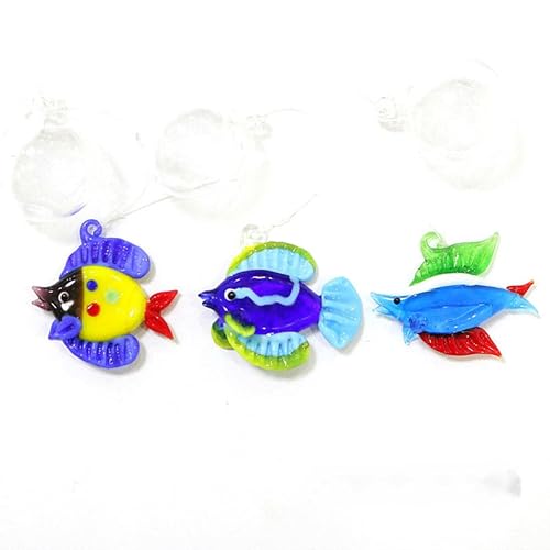 MANQILE Mini figuritas de Peces Tropicales con Burbujas de Cristal Flotante de Colores