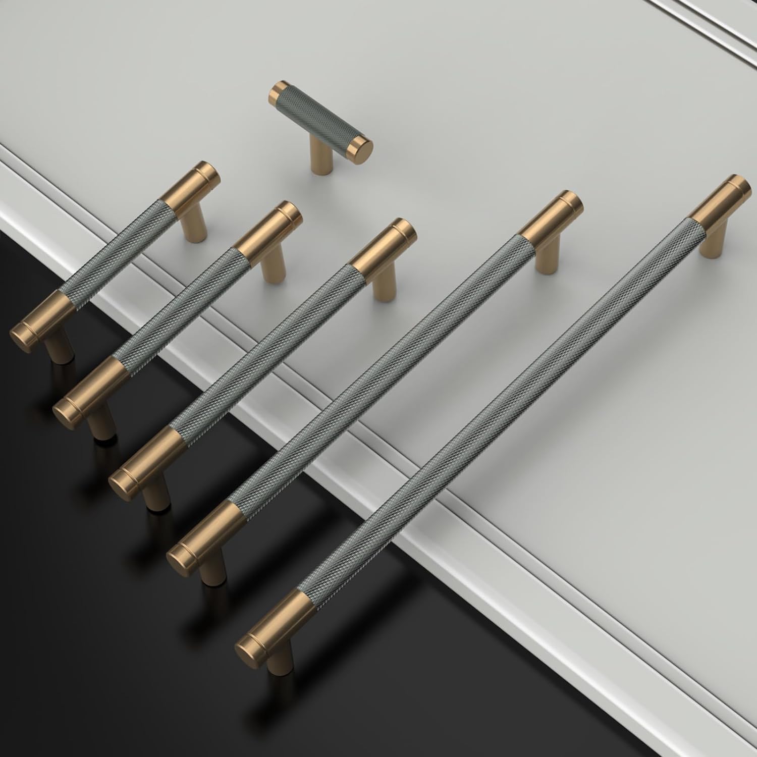 Maniglie Per Mobili 9BUILD | Distanza Fori 96mm | Champagne E Grigio | Confezione Da 10 - Foto 9