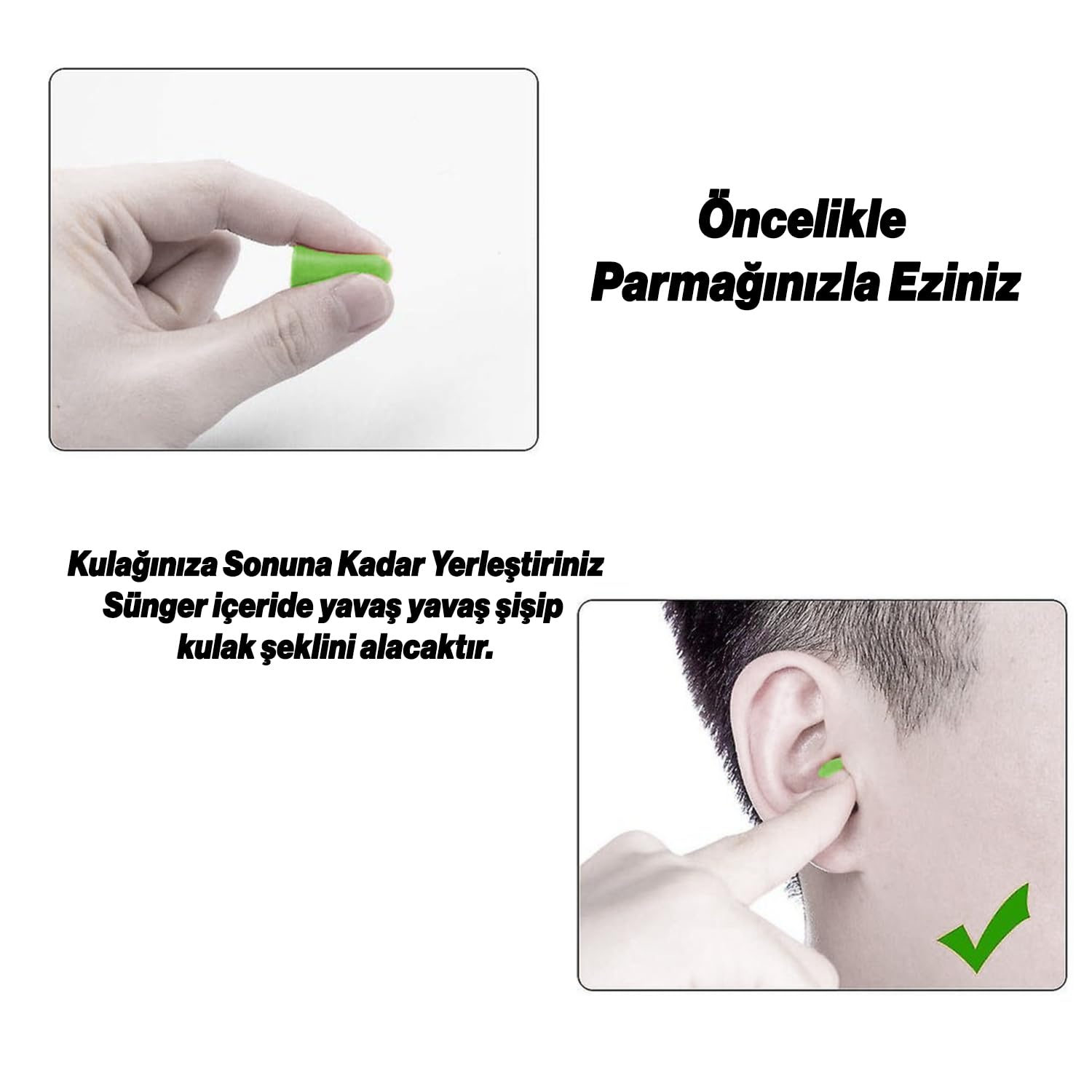 Tek Kullanımlık Kulak Tıkacı (5 Çift) 36 Db Pu Pamuk Tıkaç Gürültü Ses Önleyici Yüzme Su Koruyucu