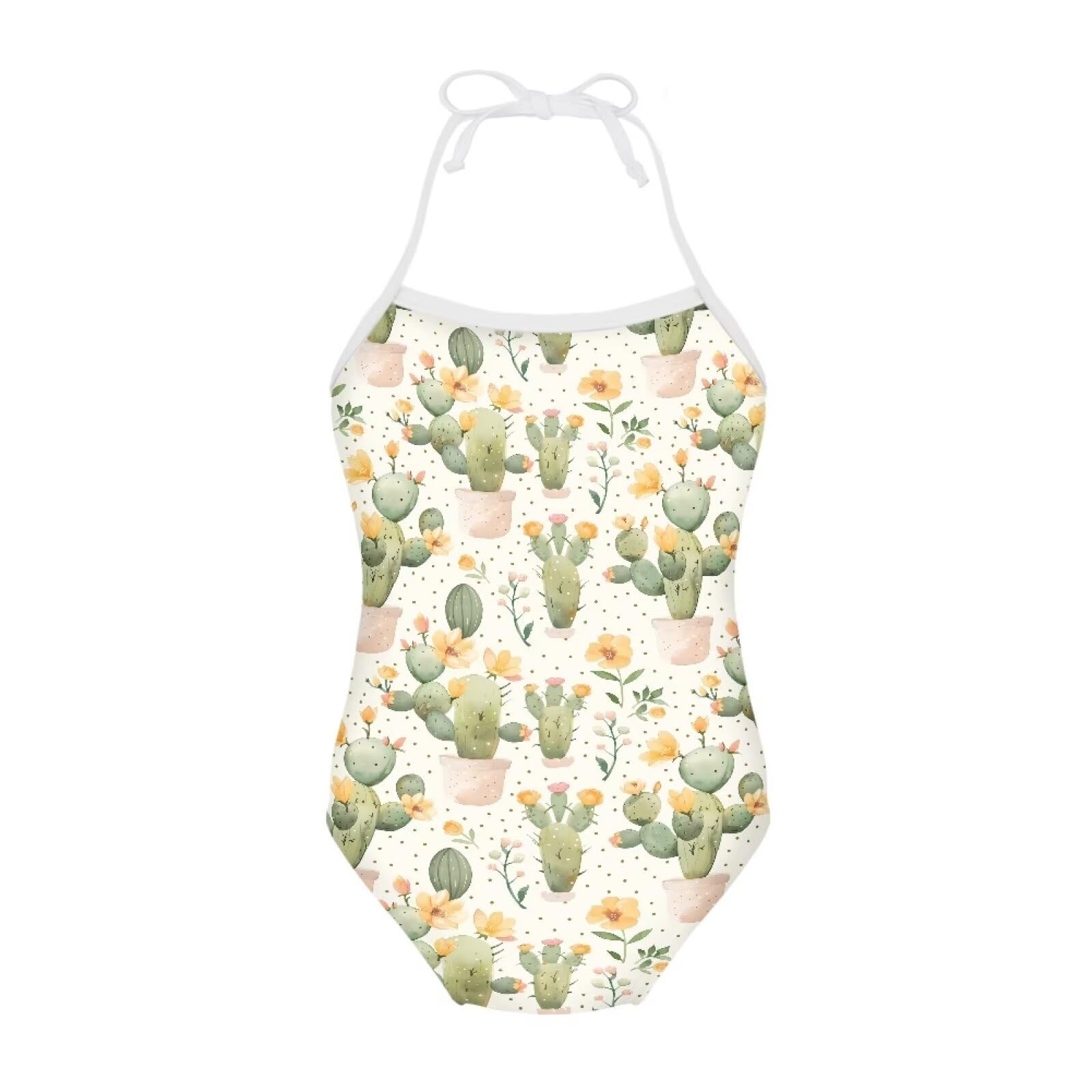 Girls One Piece Swimsuit Beach Bathing Suit Toddler Floral Halter Straps Swimwear for 1-10 Years