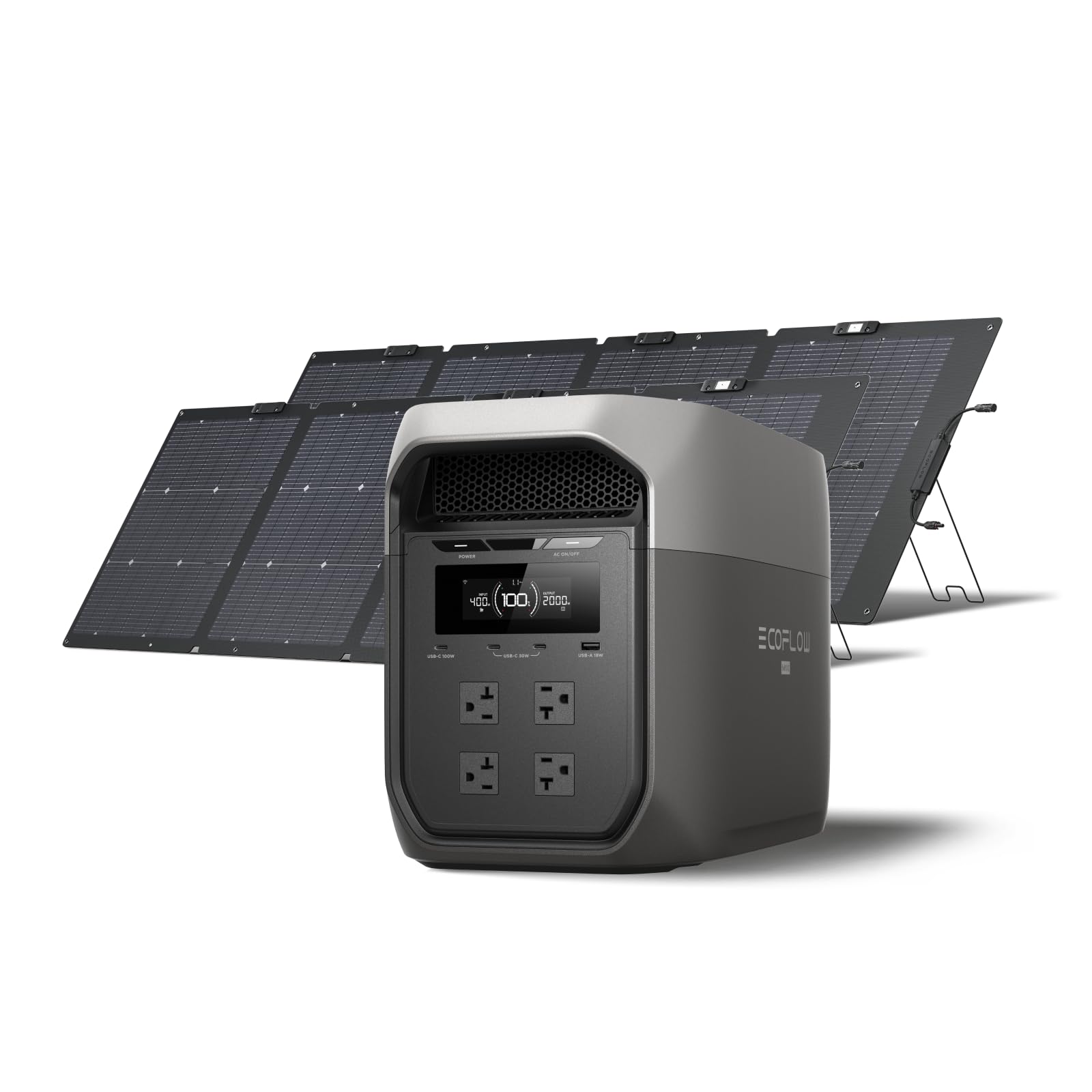 EF ECOFLOW Portable Power Station DELTA 3 MAX &amp; 2x220W Solar Panel, 2048Wh