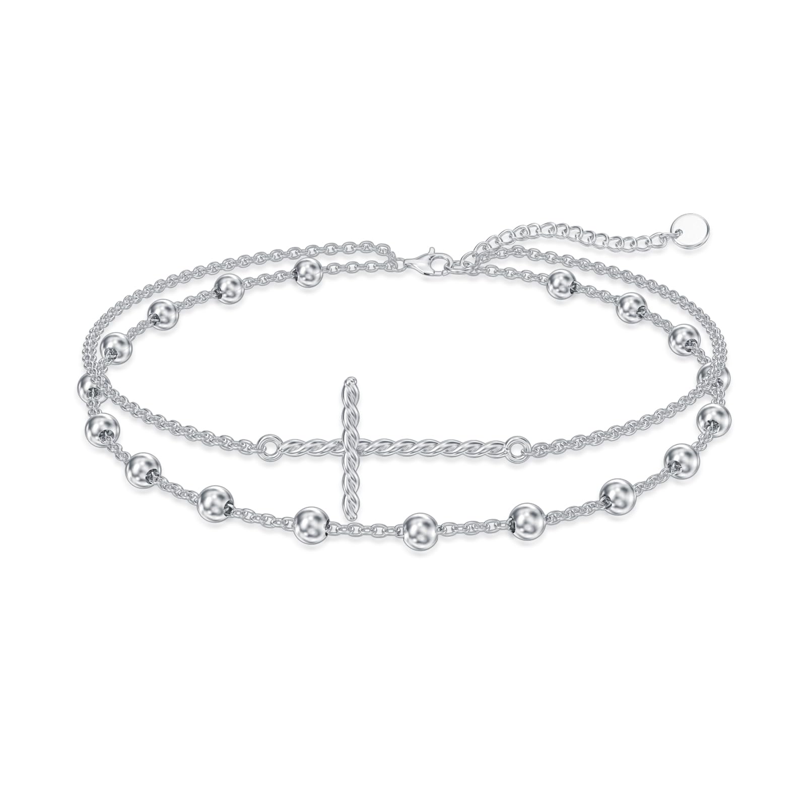 925 Sterling Silver Layered Ankle Bracelets for Women Jewelry Gifts