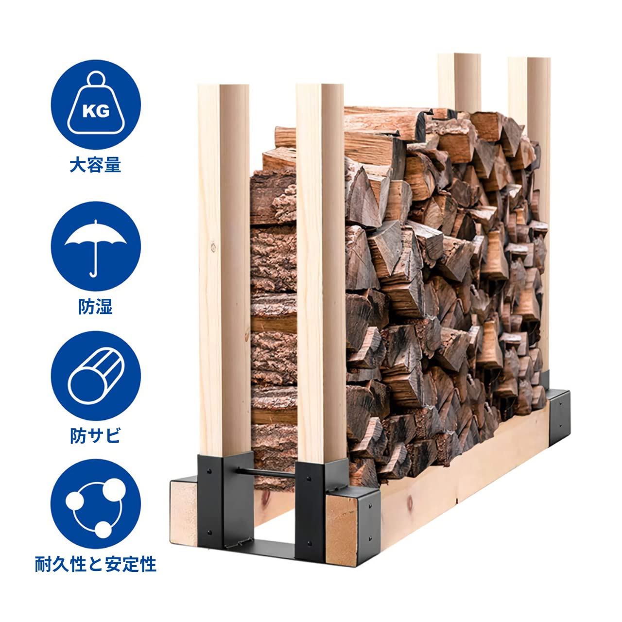 Amazon.co.jp: 【LifeRed】 薪棚用金具 (黒/2個セット) ログラック 薪  