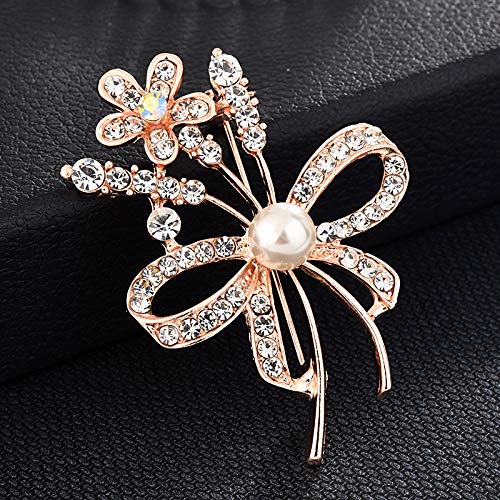 Image of Brooch Pins for Women,Pearl Crystal Gold Brooch Jewelry