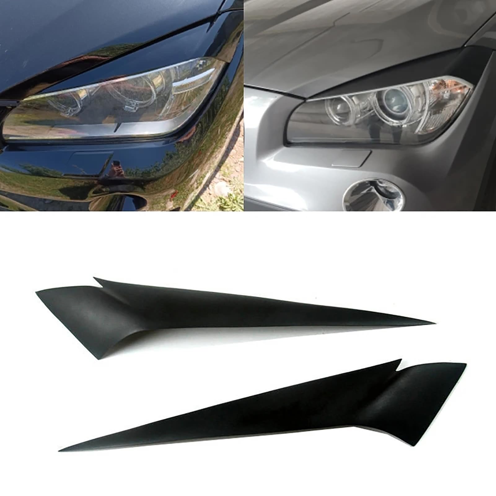 DEHIWI 1 Paia Fari Sopracciglio Palpebre, per BMW X1 E84 2009 2010 2011 2012 2013 2014 Accessori Auto, Palpebre Trim Copertura Testa della Lampada Sticker