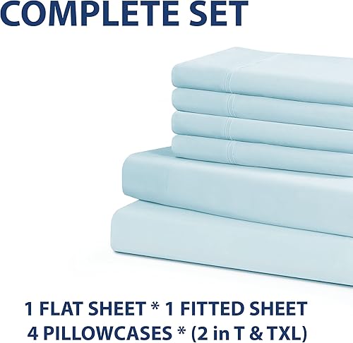 Miniatura 5 de Home Basics - Juego de sábanas de microfibra cepillada ultra suave de 6 piezas de 2.36 ozm, hipoalergénico, tamaño Queen, color menta