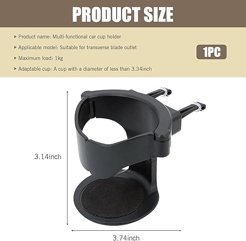 Miniatura 2 de Eratus 1 soporte para taza de ventilación de aire acondicionado de automóvil de 3.74 x 3.14 pulgadas, con hoja horizontal, soporte de carga ABS,
