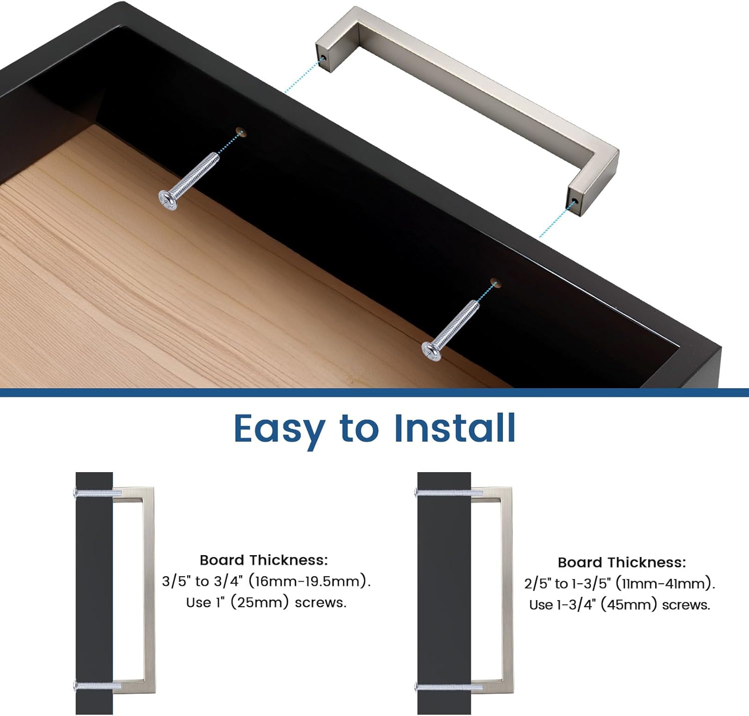 Knobonly 10 Pack Dresser Handles, Cabinet Pulls Brushed Nickel, 5 inch (128mm) Hole Center Kitchen Cabinet Handles, Stainless Steel