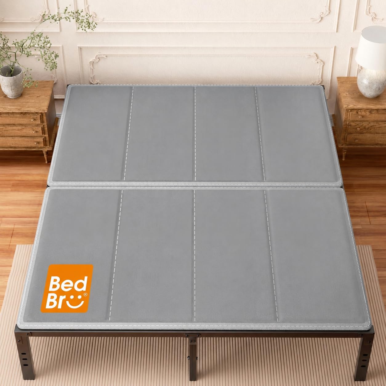 BedBro Bunkie Board King 10mm (76" x 80") – Grey Under Mattress Support, Anti-Sag & Noise-Free, Breathable Low Profile Bed Board for Metal Frame