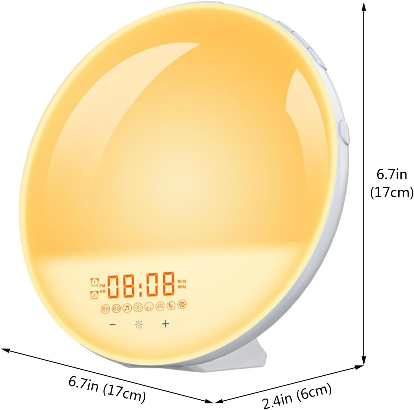 Wake Up Light with Sunrise Simulation & Dual Alarms, 7 Color Night Light, FM Radio and White Noise Machine for Natural Wake Up and Sleep Aid