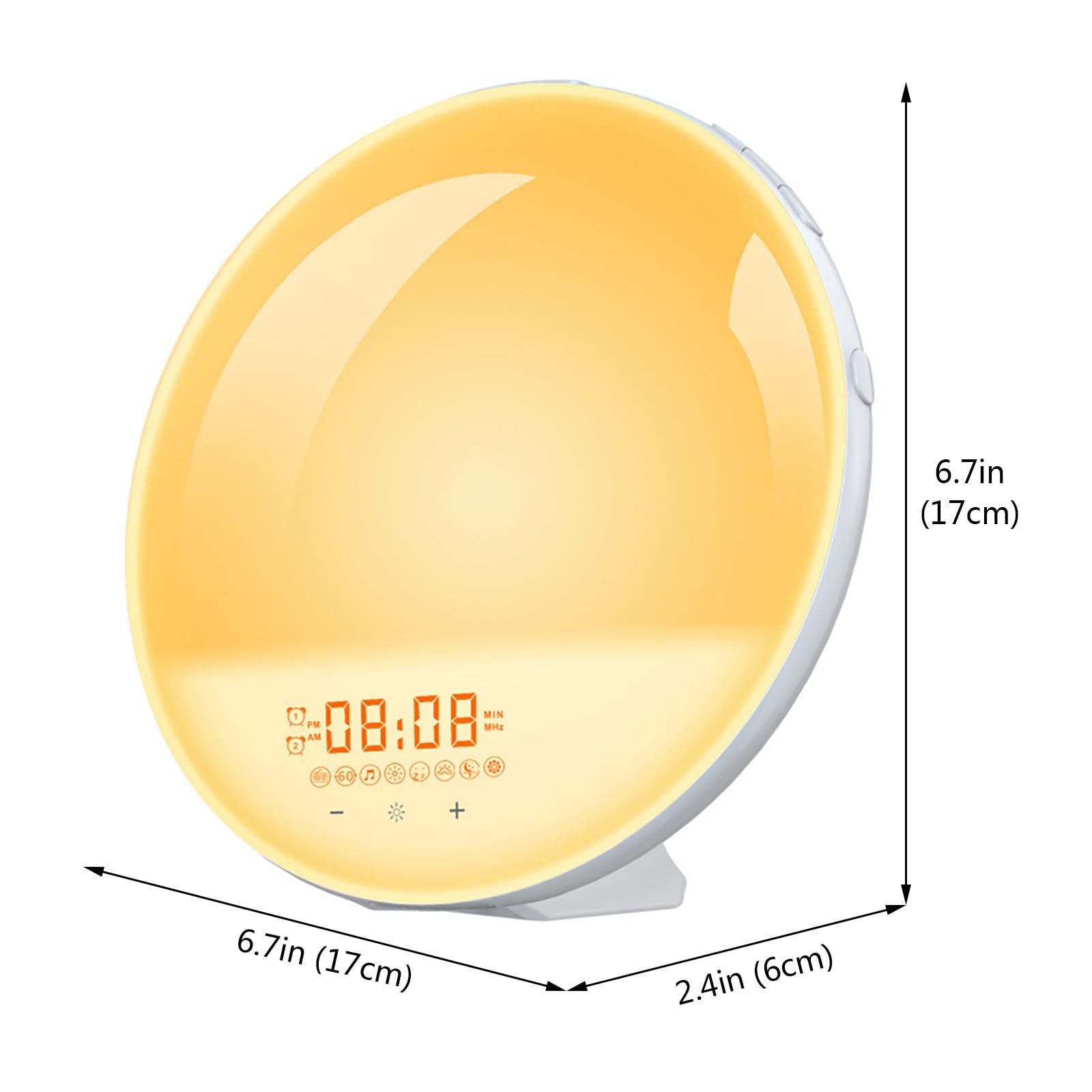 Réveil Lumineux avec Simulation Du Lever Du Soleil et Double Alarme, Veilleuse 7 Couleurs, Radio FM et Générateur De Bruit Blanc pour Un Réveil Naturel et Une Aide Au Sommeil