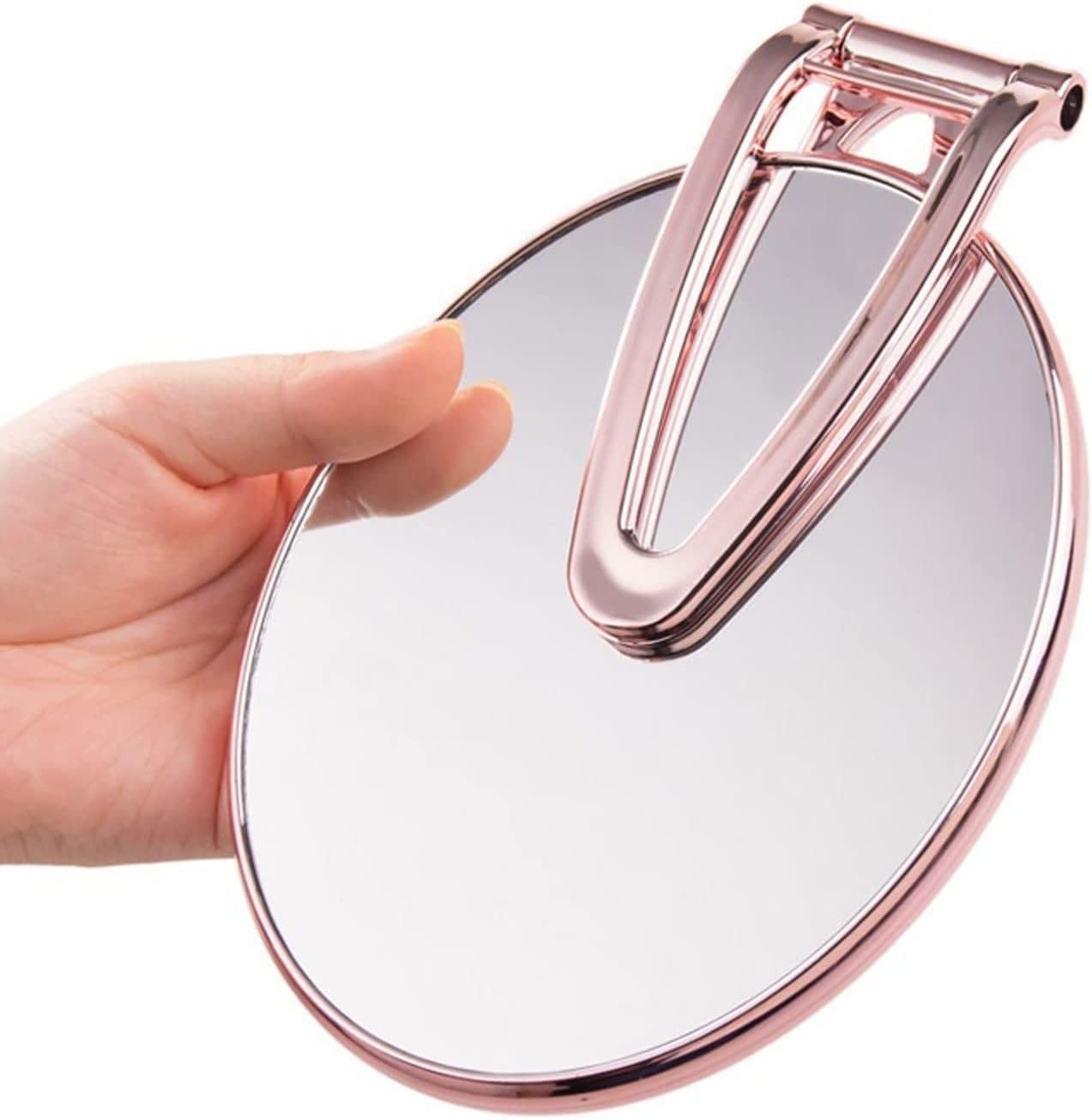 RUIGOMRU Miroir De Maquillage En Forme De Vague Pliable Portable - Miroir Voyage Rose Pour Bureau Et Voyage
