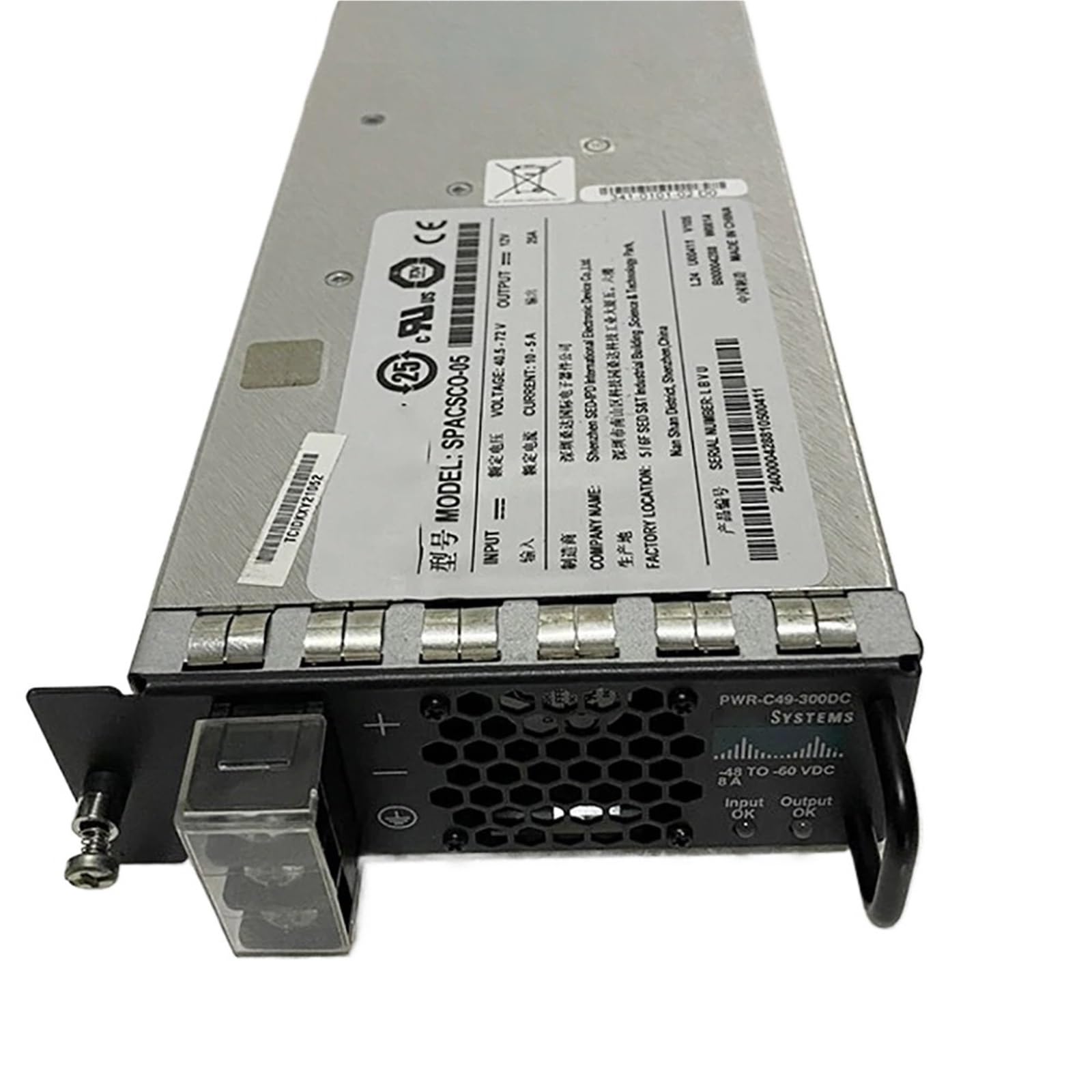 For l'alimentatore utilizzato sugli switch serie 4948 4948-10GE 341-0101-02 D0 PWR-C49-300DC
