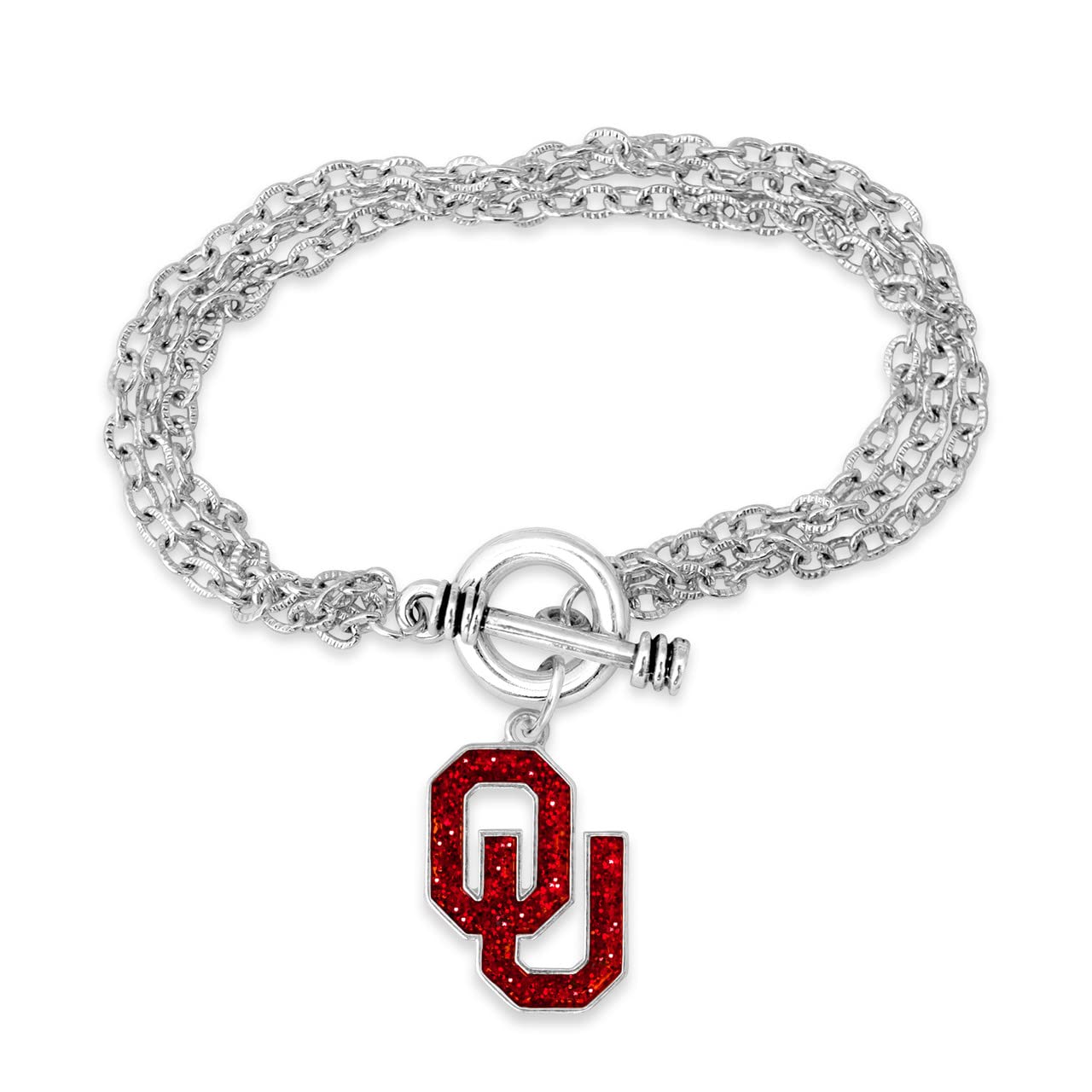 Oklahoma Sooners Game Day Glitter Toggle Bracelet Jewelry Gift Licensed OU