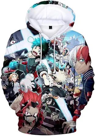 Anime Fleece Hoodie Novelty Hooded Pullover Sweatshirt for Adults