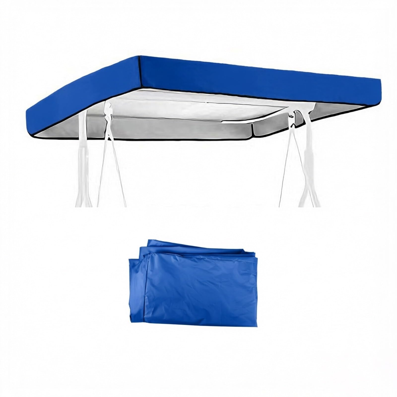 BiSaXieTa Canopy Replacement for Porch 2-3 Seater Swing Sunshade, Patio Swing Waterproof Canopy Replacement, for Outdoor Backyard Patio Garden(Blue,77x49in)
