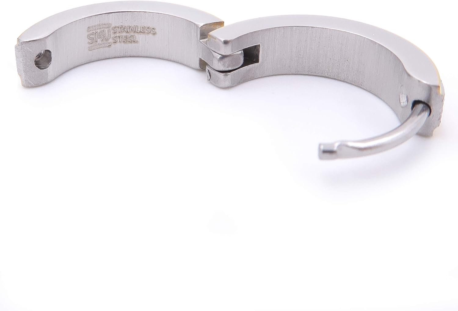 Stainless Steel Mens Hoop Earrings Cross Stripe Gold-tone Black Silver-tone Bevel Edge 16mm - Image 3