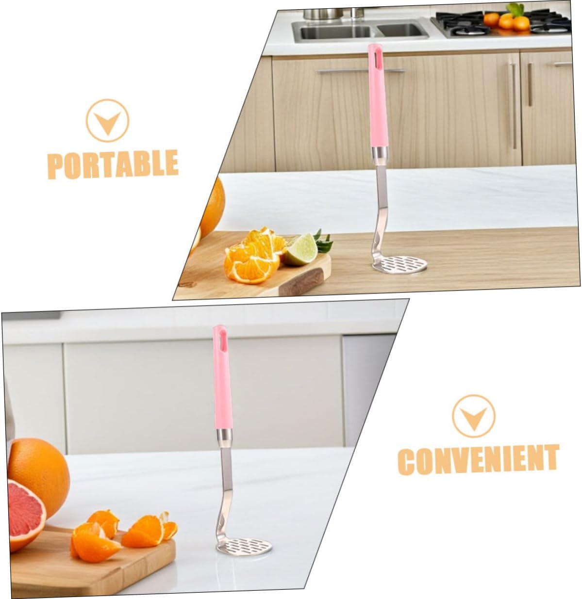 2pcs Stainless Steel Potato Masher Manual Press with Multihole Design for Various Compact Portable Kitchen Tool for Mashing Potatoes Vegetables and Fruits