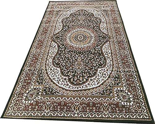 Image of Thick n Soft Acrylic Carpets for Home Living Room Bedroom with 12 MM Pile Height Thickness 4 Feet x 6 Feet Green Colour