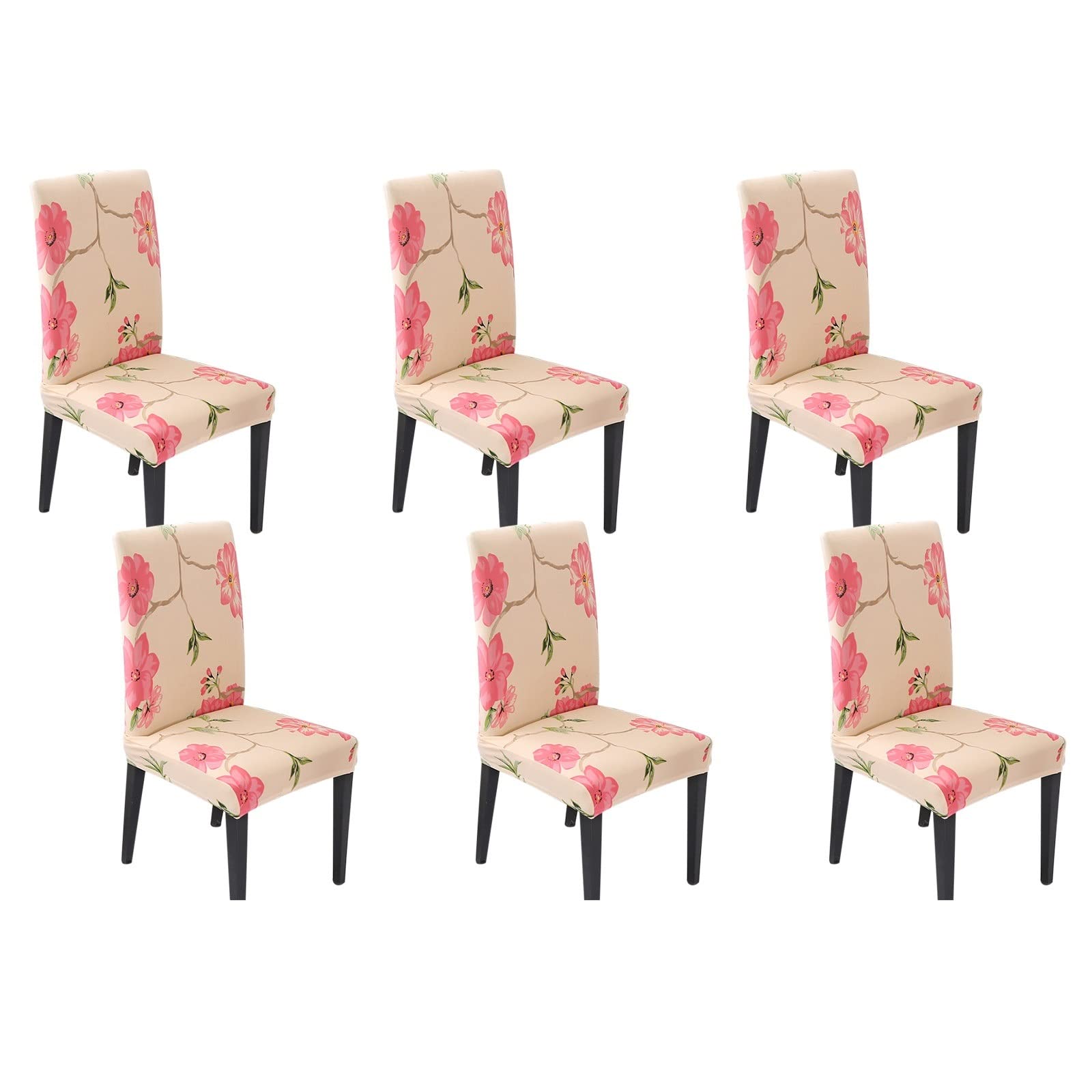 Housse de chaise fleur et feuille rose clair KnSam lot de 6