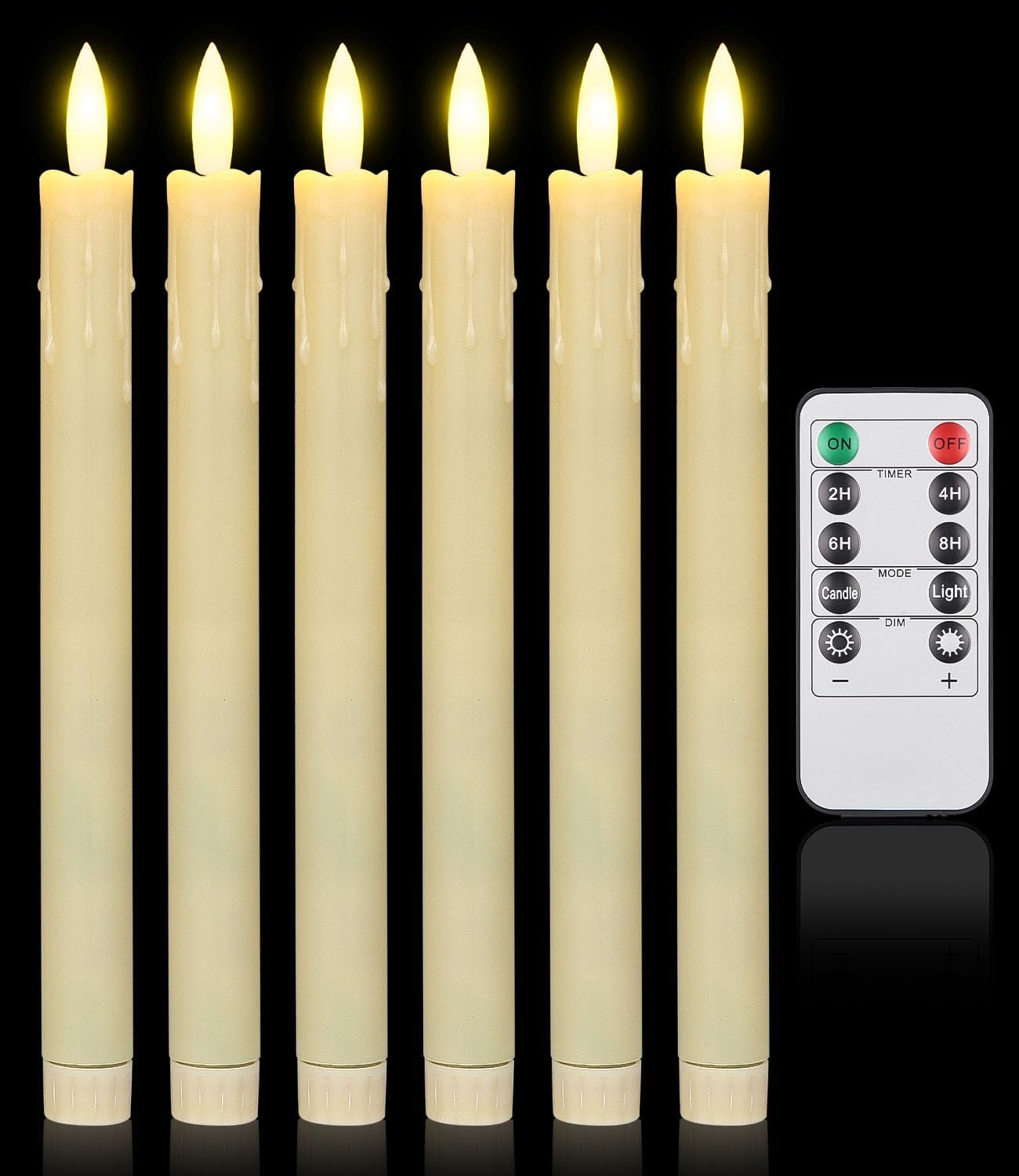 Rhytsing 5 flammenlose Led Stabkerzen Tafelkerzen Rot mit Timer