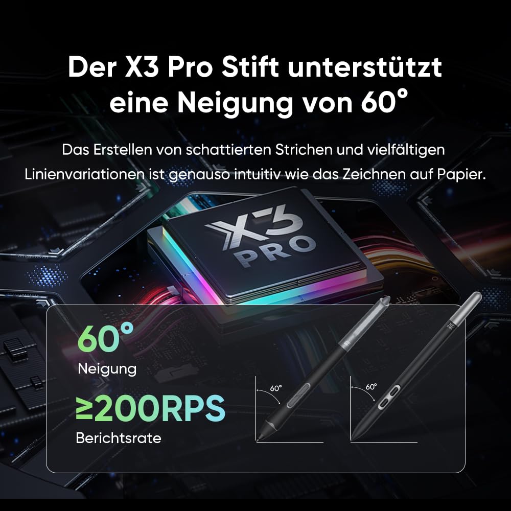 XPPen Artist Pro 24 (Gen 2) 4K Grafiktablett mit Display für PC, 23,8 Zoll Grafikdisplay mit 16384 Druckstufen X3 Pro Stift, Ideal für Designer, Künstler