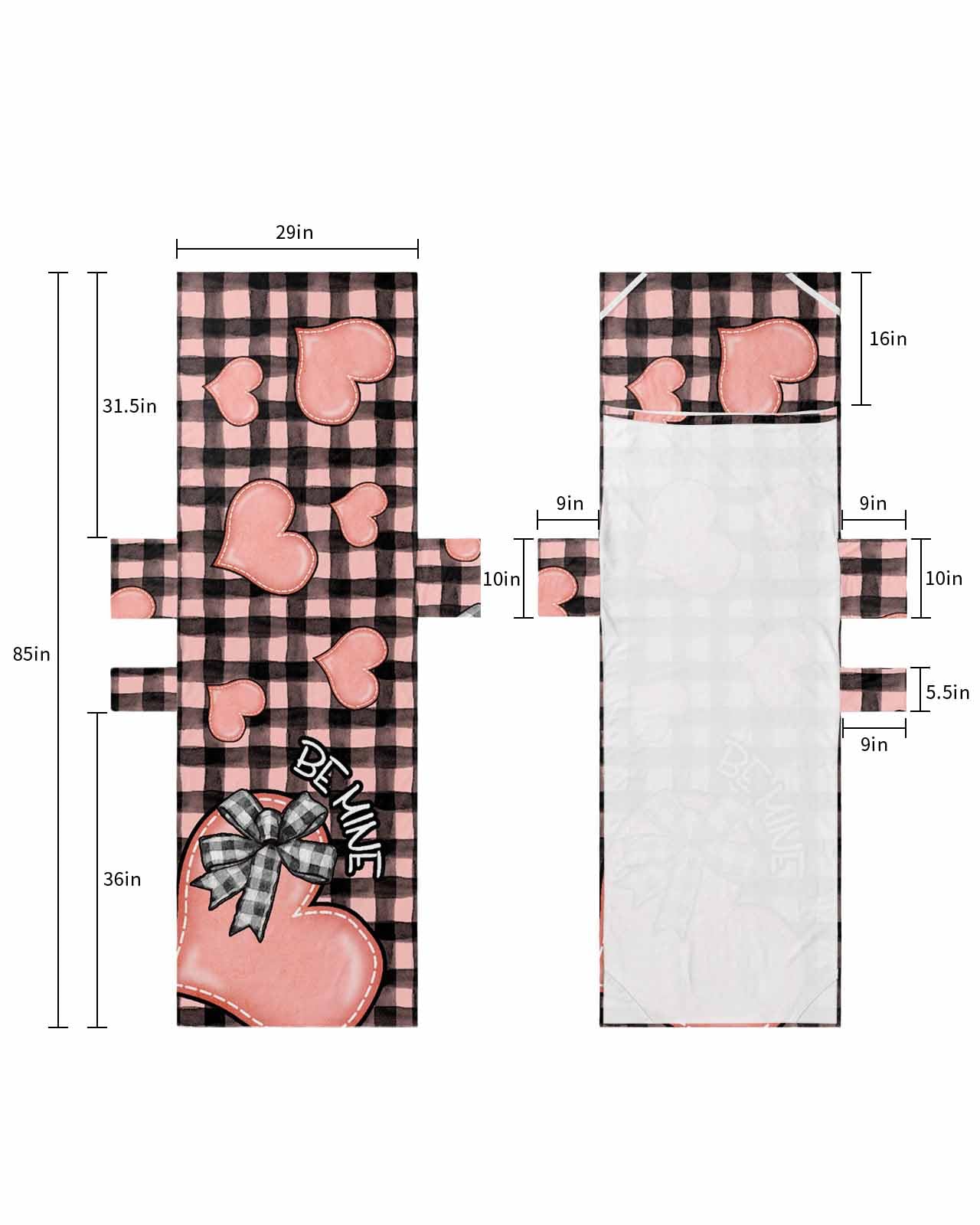 Pink Love Heart Valentines Beach Lounge Chair Towel Cover, Soft Chaise Lounge Towel with Side Pockets Patio Pool Chairs Cover for Beach/Pool Sunbathing 29x85 Watercolor Black Pink Plaid