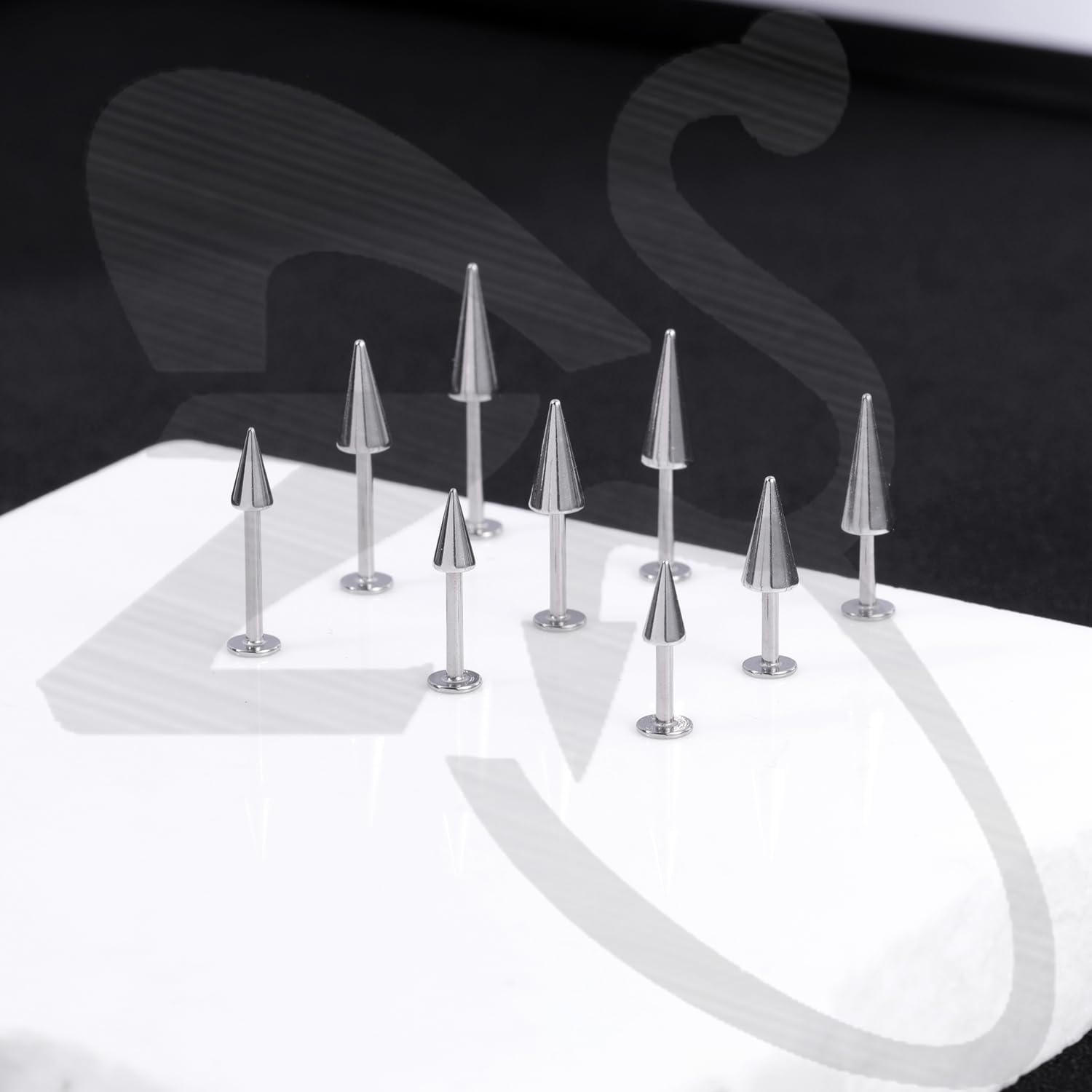 ZS 16G Spike Lip Rings Cartilage Tragus Helix Piercing, 18G Stainless Steel Spike Stud Earrings, 20G Spike Nose Rings Studs for Women Men - Image 5