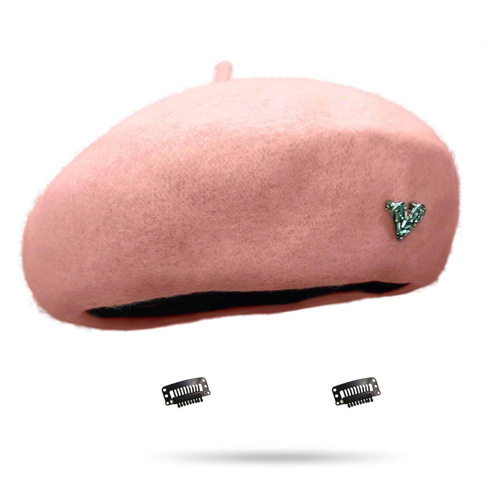 huablo French Berets Hat with Veil Premium Cashmere Beret Elegant Church Wool Hat for Women Solid Artist Hat