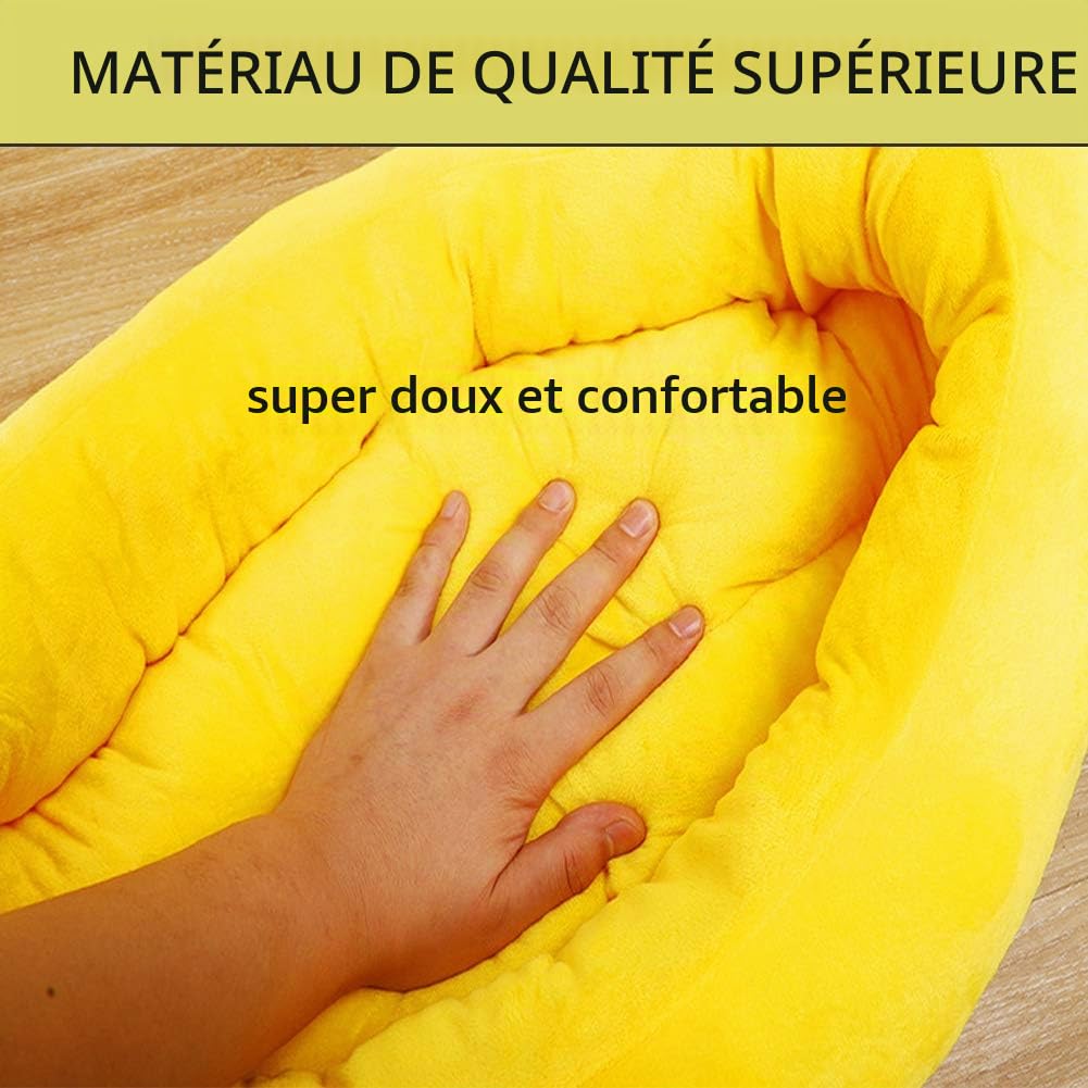 HANHAN Canapé-lit extra large pour chien en forme de banane - Coussin orthopédique doux et confortable - Lavable - Anti-mâchage, anxiété