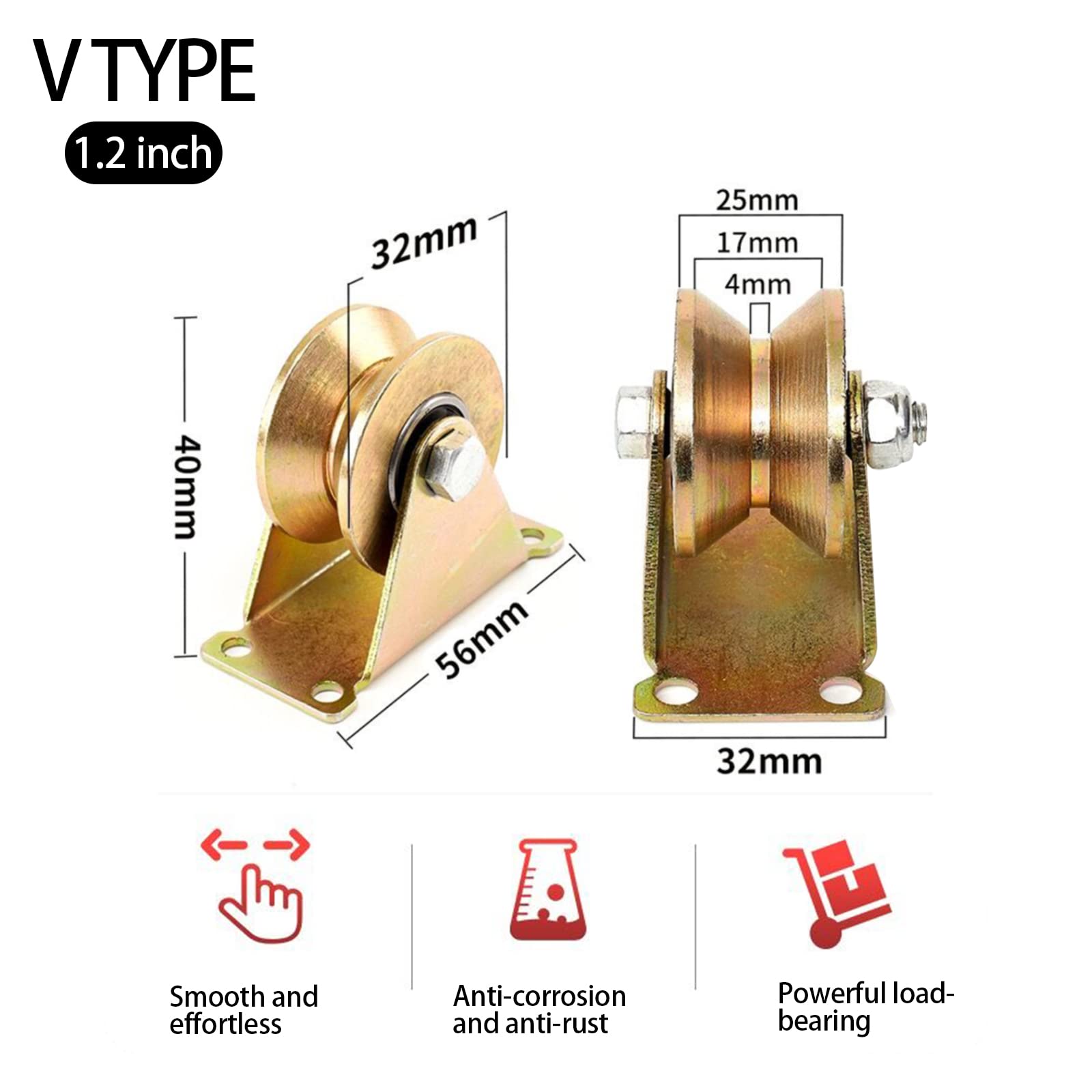 Pack Of 4 Pulleys For Ropes, V-groove Roller Wheel, Steel Swivel Castors, Heavy Duty Castors, Load Capacity 210 Kg, For Washing Line, Pulley System, Industrial Machinery, Roller Gates, Inverted