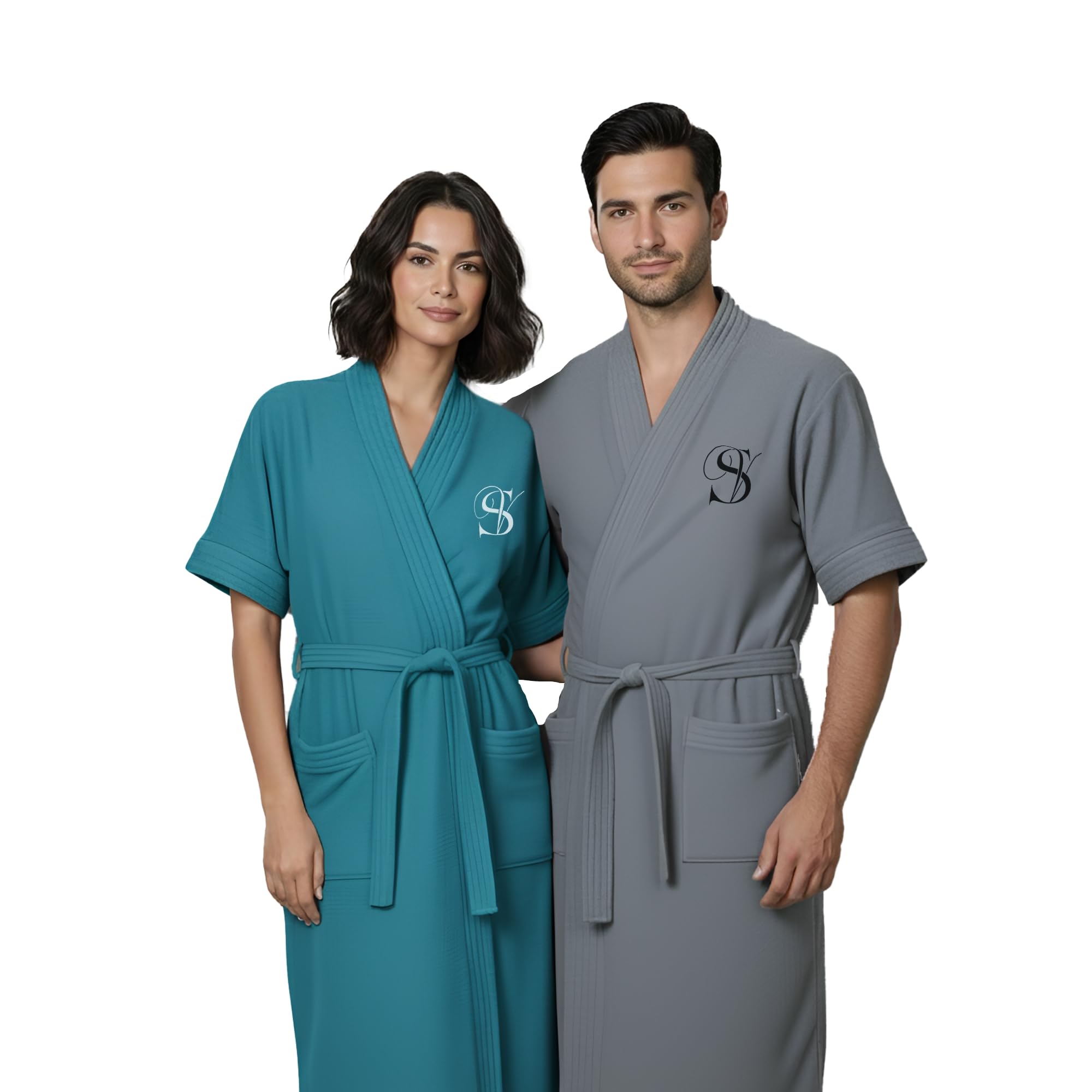 THE HAMPER EXCHANGE | Personalised Bathrobe Set Hamper | Knitted Bathrobes | Free Bamboo Charcoal Toothbrushes | Gift Set (TEAL AND GREY)-image-11