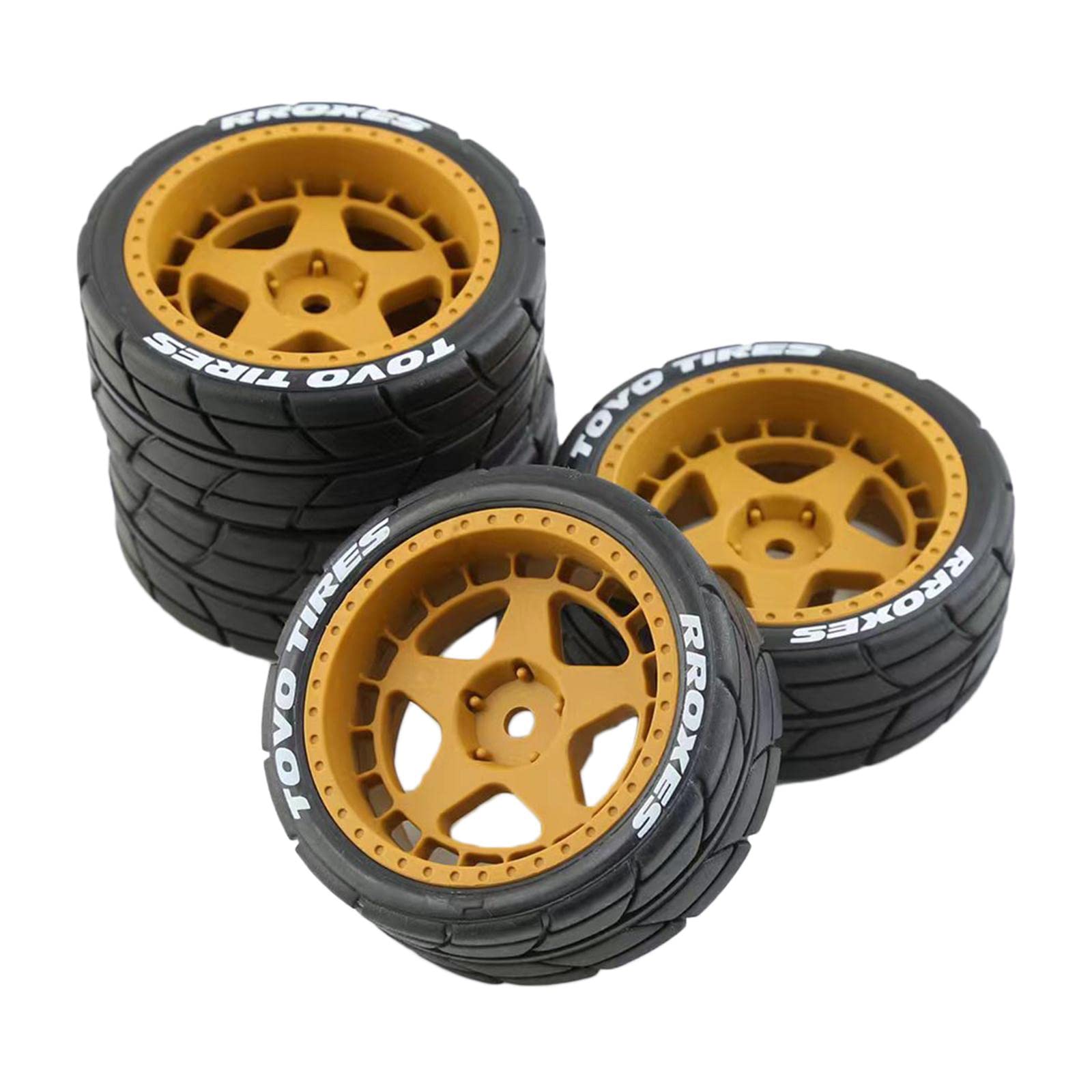 LOVIVER 4 Pieces RC Rally Tyres, 12mm Wheel Hub Tires for TT02 XV01 1:10 RC Car Accessories Replacement, Orange