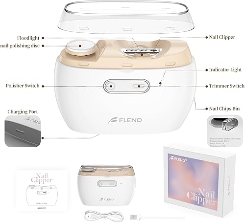 Miniatura 9 de Cortaúñas y pulidora eléctrica 2 en 1, recortadora de uñas segura de 2 velocidades para todas las edades, cortaúñas automático recargable con luz,