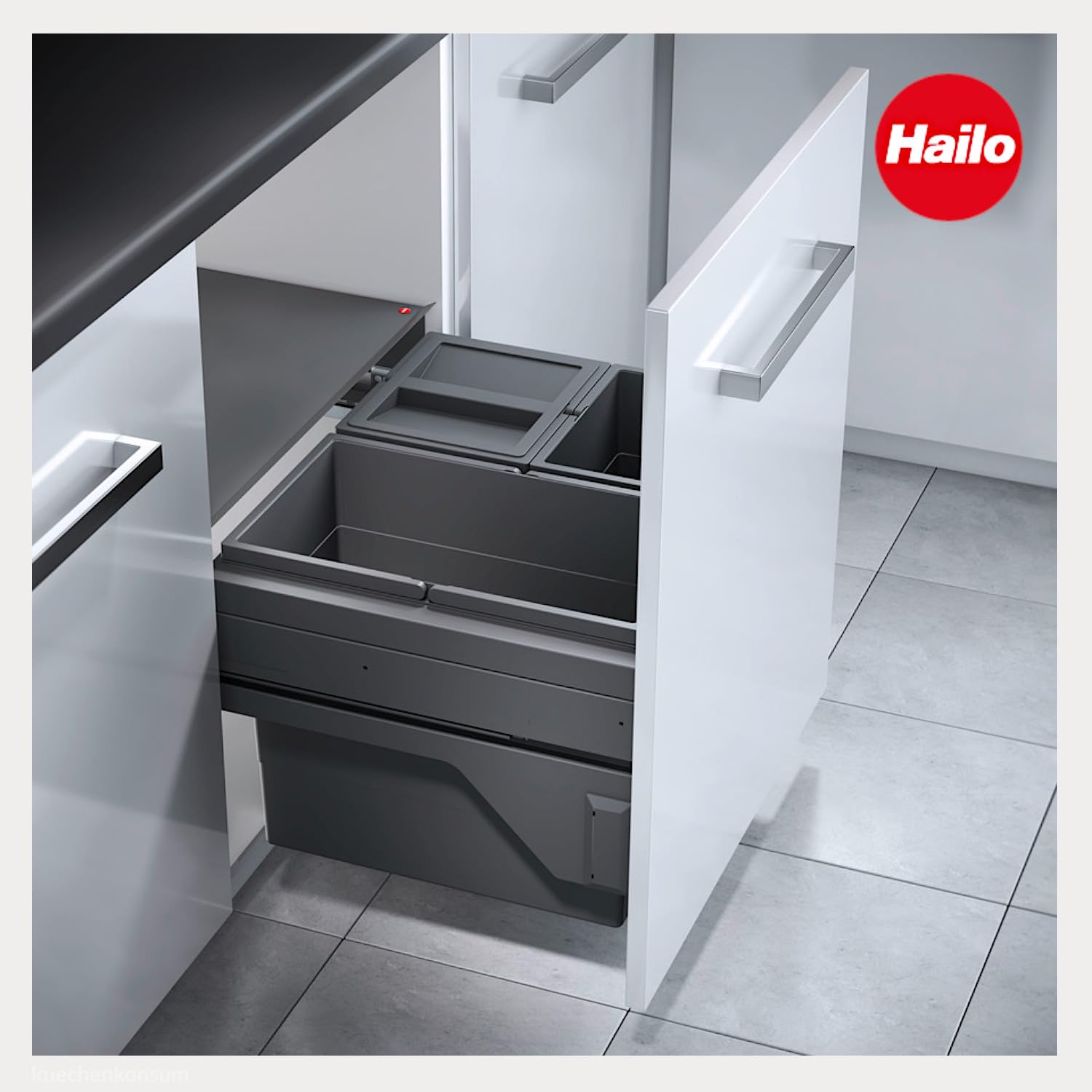 Poubelle de cuisine tri sélectif Hailo AS Cargo encastrable 3 bacs 54L