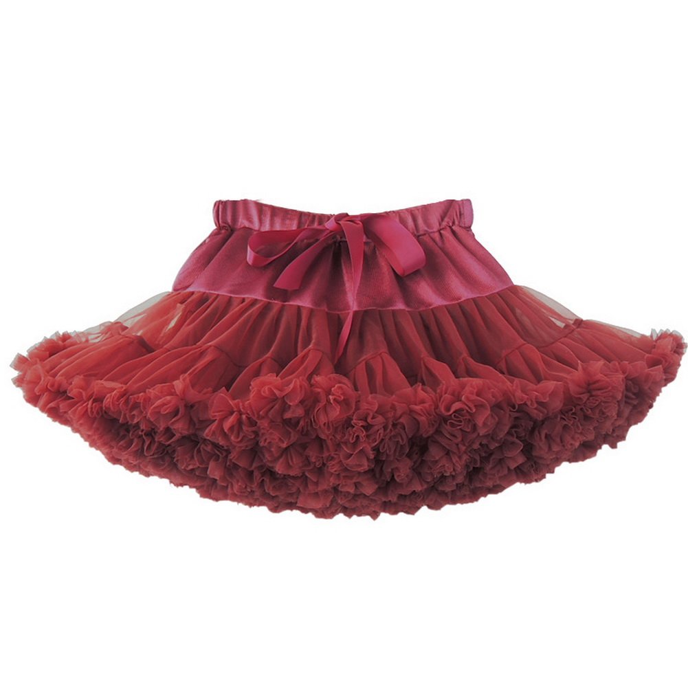 Odziezet Women's Burgundy Baby Girls Fluffy Pettiskirt Tutu Kids Ballet Party Dance Skirt Princess Tulle Bubble Skirt For Girls (0-10 Years)