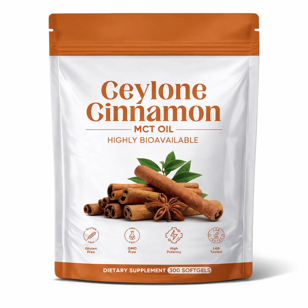 Minnah Levia Ceylon Cinnamon with Mct Oil 𝟳𝟮𝟬𝟬𝙢𝙜 Equivalent, Highly Bioavailable Herbal Extract, Non-GMO, Gluten Free, 300 Soft gels 1