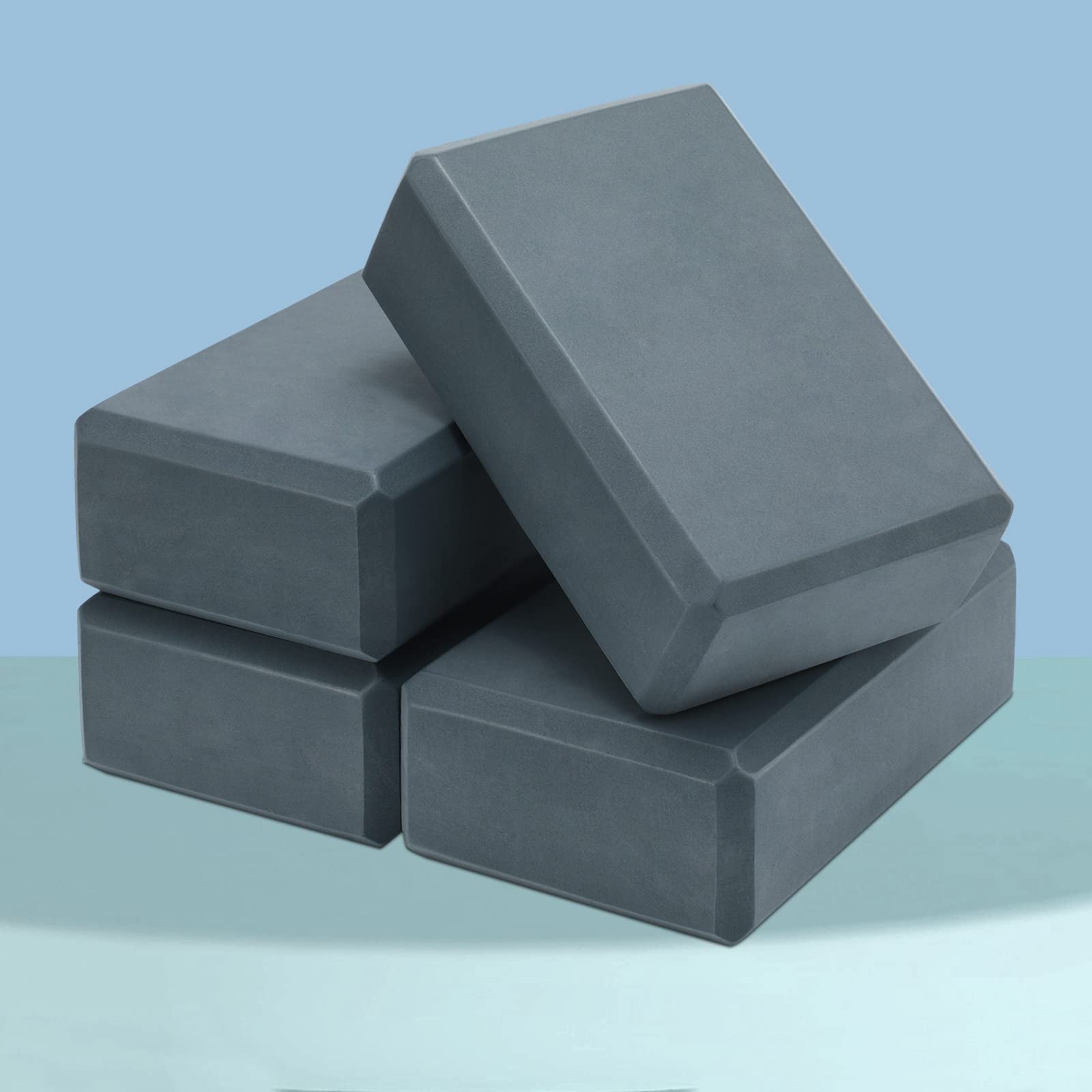 Yoga-Blöcke, weiche EVA-Schaumstoff-Blöcke, stützend, Yoga-Block, rutschfest, für Pilates, Übungen, Workout, Meditation, Grau, 22,9 x 15,2 x 7,6 cm, 4 Stück