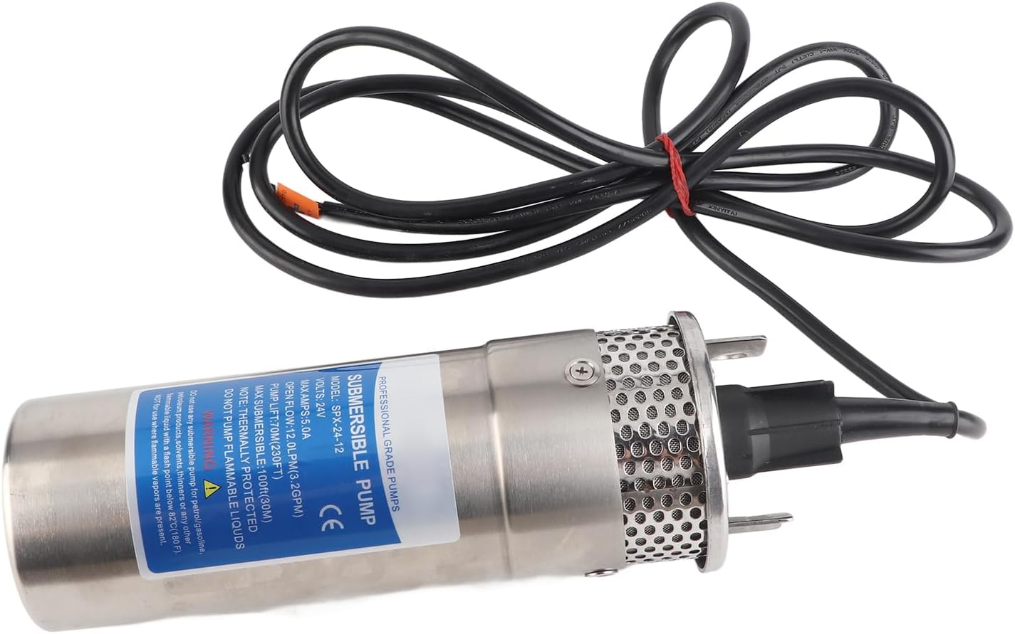 Pilipane 24V Submersible Well Water Pump Solar Booster Pump Stainless Steel Deep Well Pump 12LPM Maximum Flow for Livestock Irrigation Pond Remote Home Water Supply 3941g 285mm