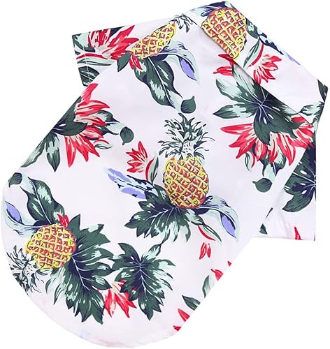 Miniatura 4 de 4 camisetas de verano para mascotas, estilo hawaiano, camisa floral para perro, camisetas hawaianas impresas para gatos, transpirables, ropa fresca