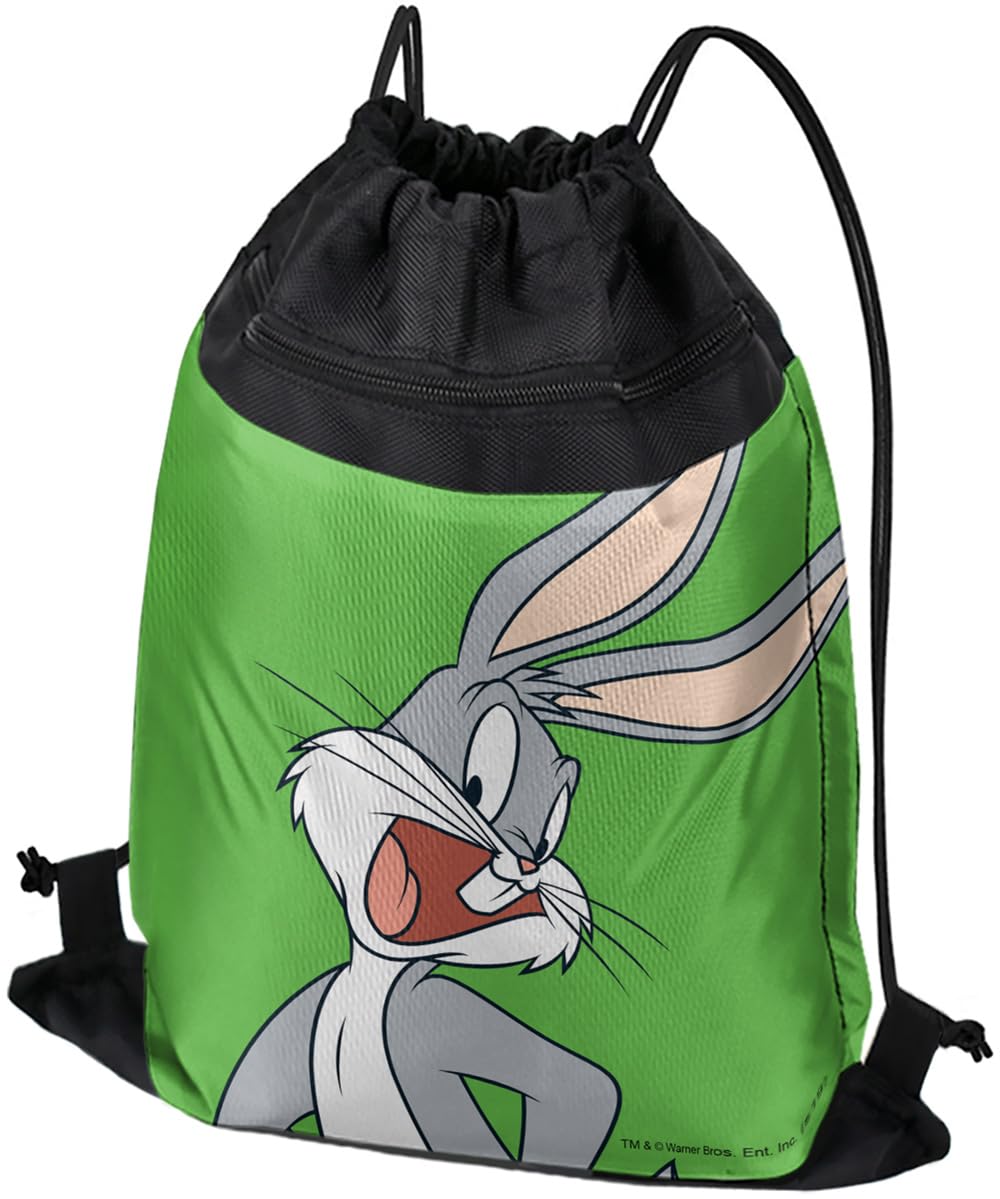 LOGOVISION Looney Tunes Bugs Bunny Drawstring Backpack Sports Bag Sackpack 17" x 13", Perfect for Gym, Yoga or Practice