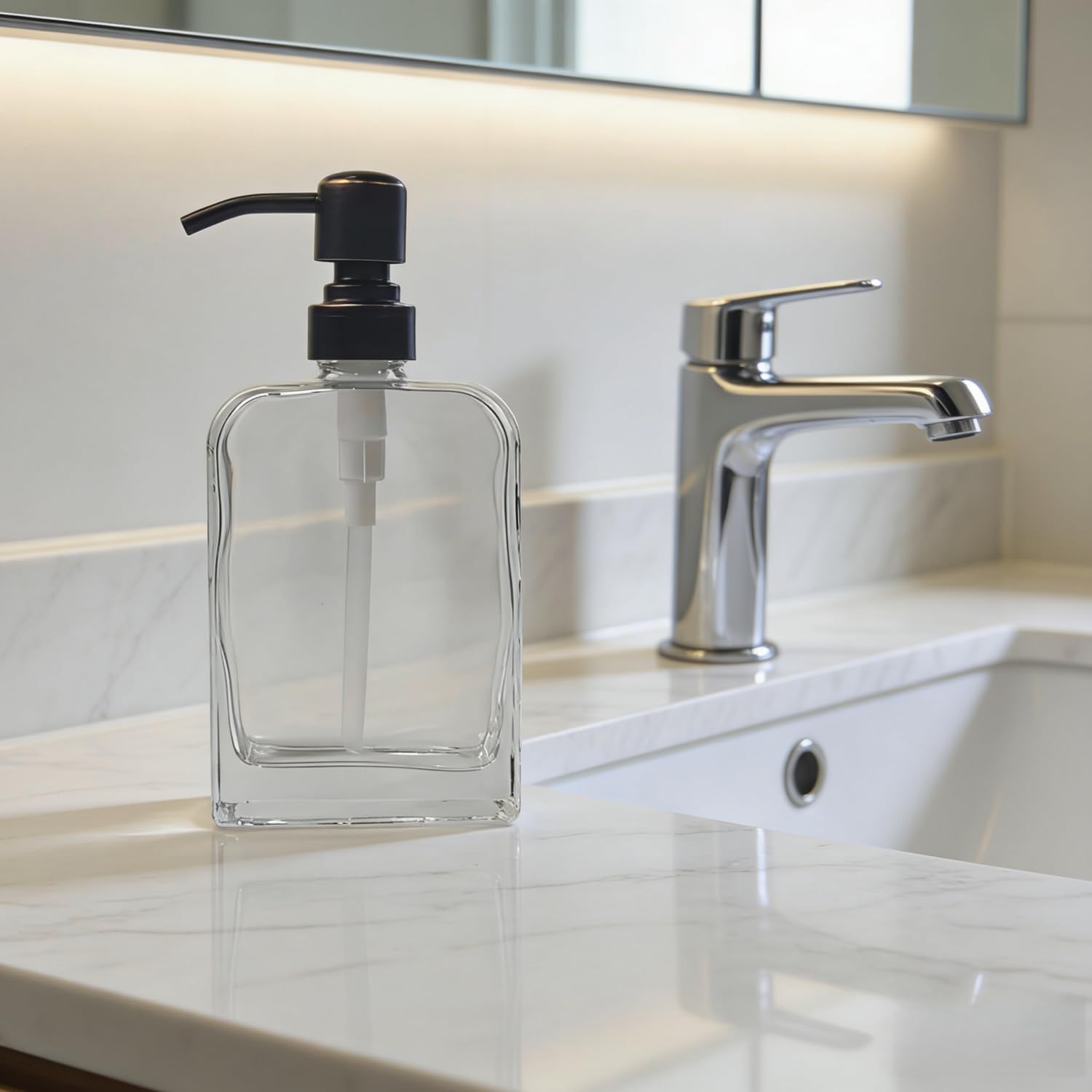 Clear Glass Soap Dispenser with Oil Rubbed Bronze Rust Proof Stainless Steel Pump, 12 Oz Refillable Lotion Bathroom Soap Dispenser, Kitchen Hand and Dish Soap Dispensers - Image 6