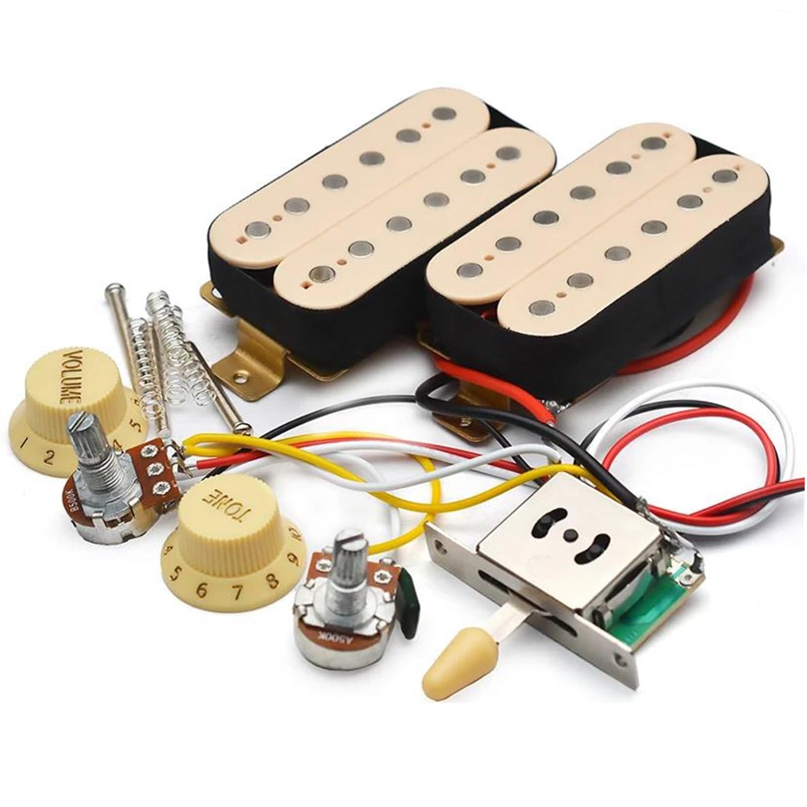Części Gitar Elektrycznych Wiązka Przewodów Do Gitary Elektrycznej Humbucker HH Wstępnie Okablowana Z Przetwornikiem I Przełącznikiem 3-pozycyjnym 2T1V Części Do Gitary Przetwornikowej